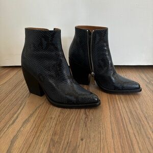 CHLOE Blue Rylee Embossed Ankle Boot